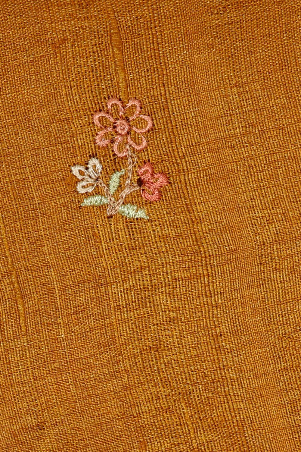 Image of Tussar Silk Mustard Yellow Saree